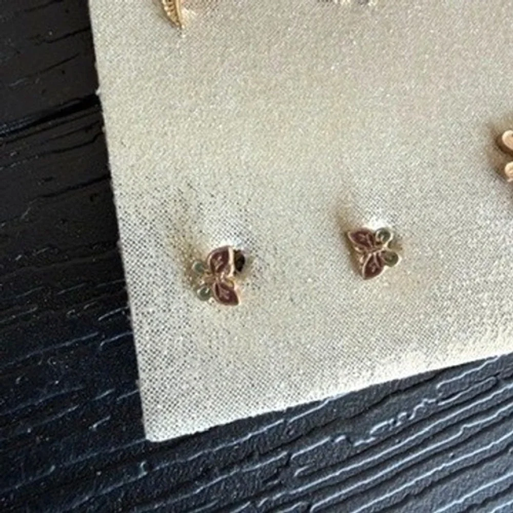 Joyfolie Take Flight Stud Earring Set Sand Gold 6 Pairs Floral Bird Rose NEW